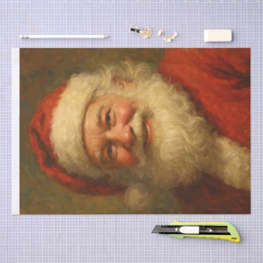 Classic Warm Santa Portrait Seidenpapier (Handwerk)
