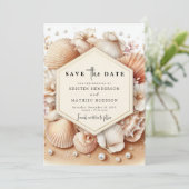 Classic Watercolor Beach Hochzeit Save The Date (Stehend Vorderseite)