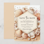 Classic Watercolor Beach Hochzeit Save The Date (Vorne/Hinten)
