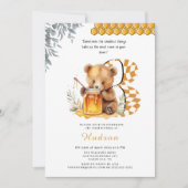 Classic Watercolor Bear Honey zum dritten Geburtst Einladung (Vorderseite)
