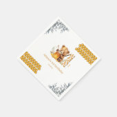 Classic Watercolor Bear Honey zum vierten Geburtst Serviette (Ecke)