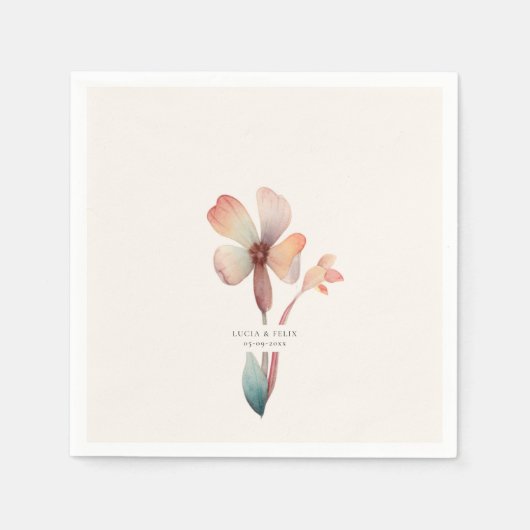 Classic Watercolor Blue Blätter Blumenpapier Napki Serviette (Vorderseite)