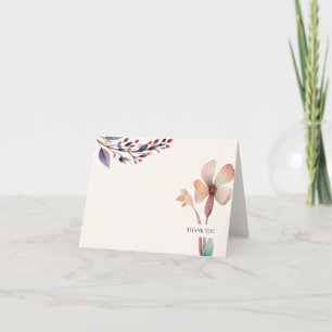 Classic Watercolor Blue Blätter Floral Dankeskarte