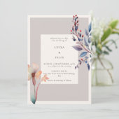 Classic Watercolor Blue Blätter Minimalistisch Hoc Einladung (Stehend Vorderseite)