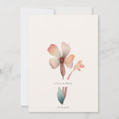 Classic Watercolor Blue Blätter Minimalistisch Hoc Einladung (Rückseite)