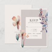 Classic Watercolor Blue Blätter RSVP Card Begleitkarte (Vorne/Hinten)