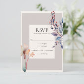 Classic Watercolor Blue Blätter RSVP Card Begleitkarte (Stehend Vorderseite)