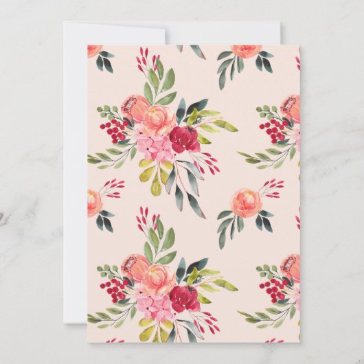 Classic Watercolor Blume Twins Baby Sprinkle Einladung (Rückseite)