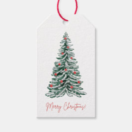 Classic Watercolor Christmas Tree Gift Tags  Geschenkanhänger