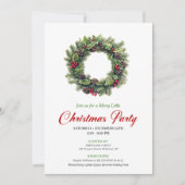 Classic Watercolor Christmas Wreath Invitation Einladung (Vorderseite)