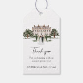 Classic Watercolor English Manor House Wedding Geschenkanhänger (Vorderseite)