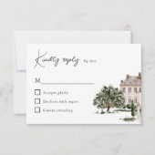 Classic Watercolor English Manor House Wedding RSVP Karte (Vorderseite)
