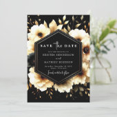 Classic Watercolor Gold und Black Wedding Save The Date (Stehend Vorderseite)