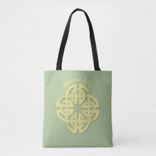 Classic Watercolor Green Gold Celtic Cross Tasche