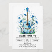 Classic Watercolor Guitar Boy Birthday Einladung (Vorne/Hinten)