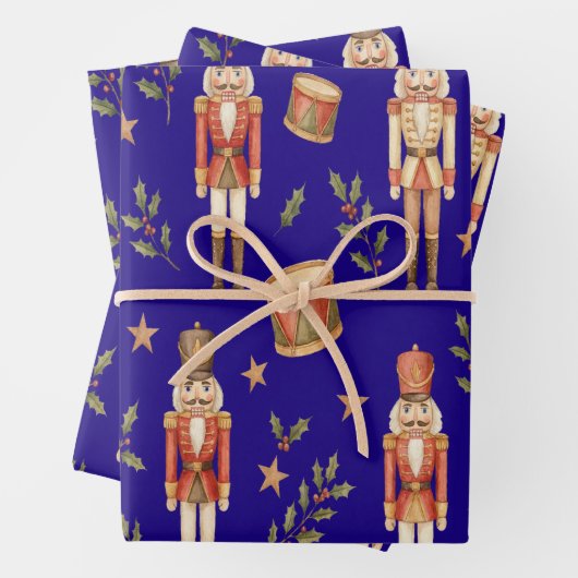 Classic Watercolor Nutcracker and Drum Christmas Geschenkpapier Set (Beispiel)