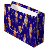 Classic Watercolor Nutcracker and Drum Christmas Große Geschenktüte (Vorderseite Schrägansicht)