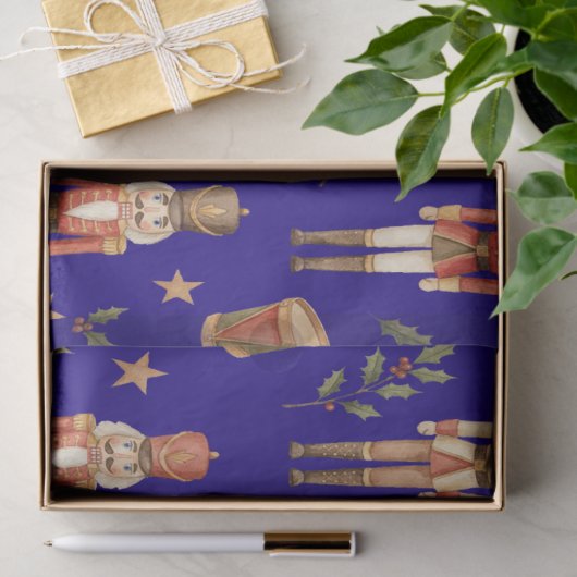 Classic Watercolor Nutcracker and Drum Christmas Seidenpapier (Geschenk)
