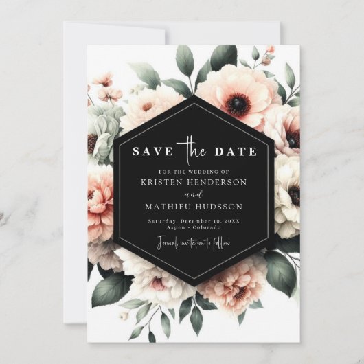 Classic Watercolor Pink Floral Wedding Save The Date (Vorderseite)
