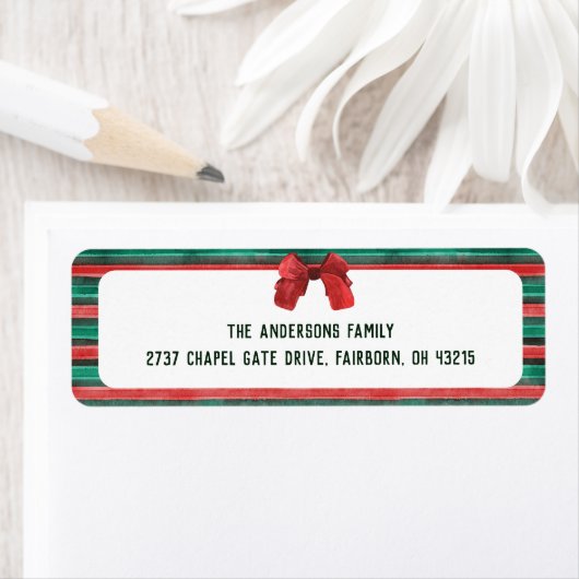Classic Watercolor Red Bow & Stripes Christmas  (Insitu)