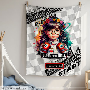 Classic Watercolor Sport Car Racing Girl Blanket Fleecedecke