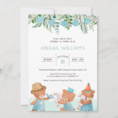 Classic Watercolor Teddy Bear Baby Shower Einladung (Vorderseite)