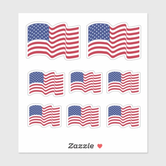 Classic Waving American Flag Stickers Aufkleber (Blatt)