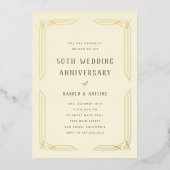 Classic Wedding Anniversary Gold Foil Einladung (Vorderseite)