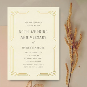 Classic Wedding Anniversary Gold Foil Einladung