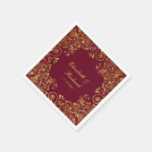Classic Wedding Burgundy Gold Floral Muster Serviette (Ecke)