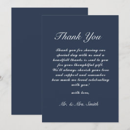 Classic Wedding Dankeschön Card Navy Blue Einladung