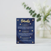 Classic Wedding Details Elegant Navy Blue und Gold Begleitkarte (Stehend Vorderseite)