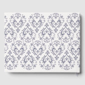 Classic Wedding Elegant Damask Muster Navy Blue Gästebuch (Rückseite)