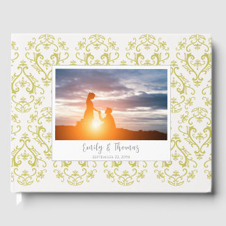 Classic Wedding Elegante Damask Muster Gold Gästebuch