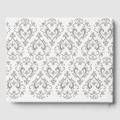 Classic Wedding Elegante Damask Muster Grau Gästebuch (Rückseite)