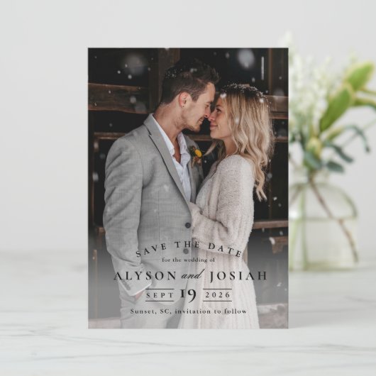 Classic Wedding Foto Save The Date (Stehend Vorderseite)