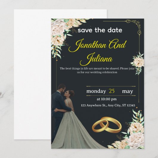 Classic Wedding Invitation 2025" Einladung (Vorne/Hinten)