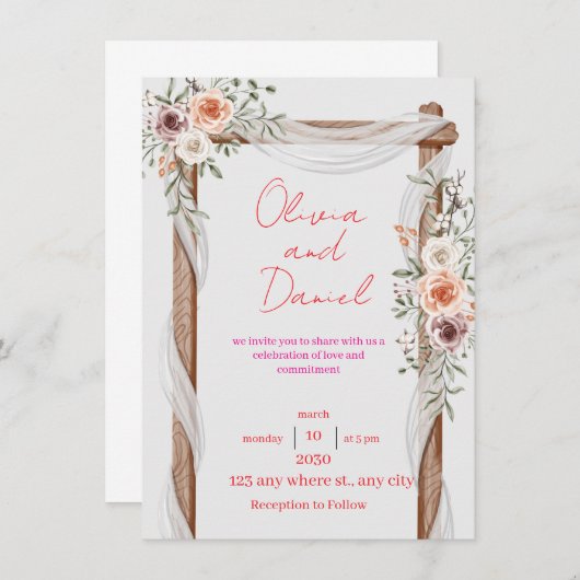 Classic Wedding Invitation – Elegant and Timeless Einladung (Vorne/Hinten)