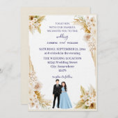 Classic wedding invitation in beige and gold einladung (Vorne/Hinten)