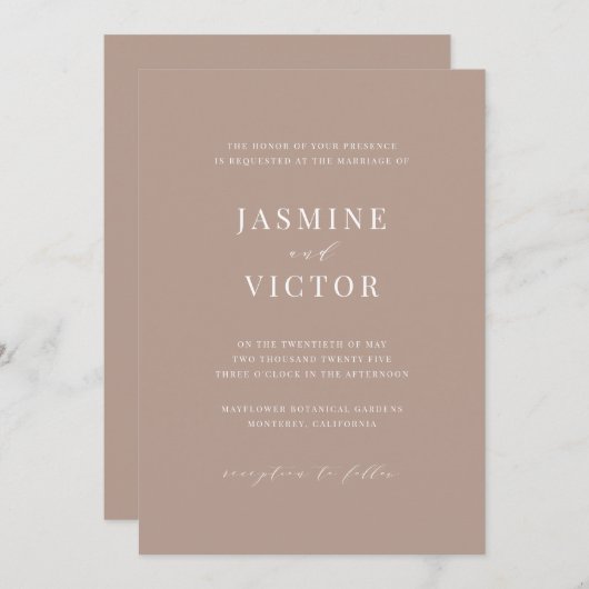 Classic Wedding Invitation Minimal Formal J102 Save The Date (Vorne/Hinten)