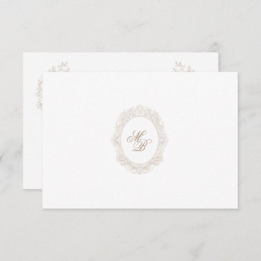 Classic Wedding Monogram Crest QR code RSVP Card (Vorne/Hinten)