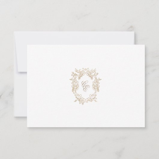 Classic Wedding Monogram Crest QR code RSVP Card (Rückseite)