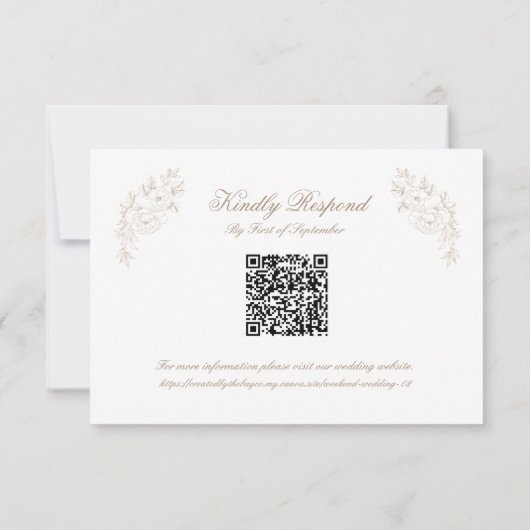 Classic Wedding Monogram Crest QR code RSVP Card Karte (Rückseite)