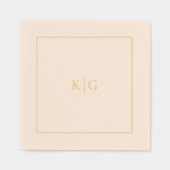 Classic Wedding Monogram Personalisiert Gold Frame Servietten Mit Folie (Vorderseite)