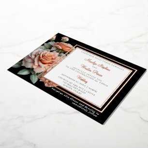 Classic Wedding Peach Rose Einladung