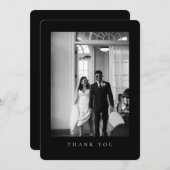 Classic Wedding Photo Black Rounded Thank You Card Dankeskarte (Vorne/Hinten)