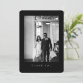 Classic Wedding Photo Black Rounded Thank You Card Dankeskarte (Stehend Vorderseite)