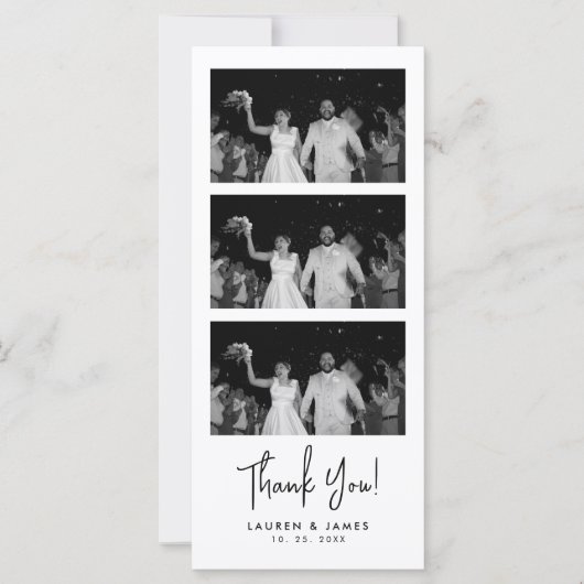 Classic Wedding Photo Strip Thank You Card (Vorderseite)