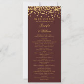 Classic Wedding Program Confetti Gold Burgundy Einladung (Vorderseite)