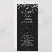 Classic Wedding Program Confetti Silver Black Einladung (Vorderseite)